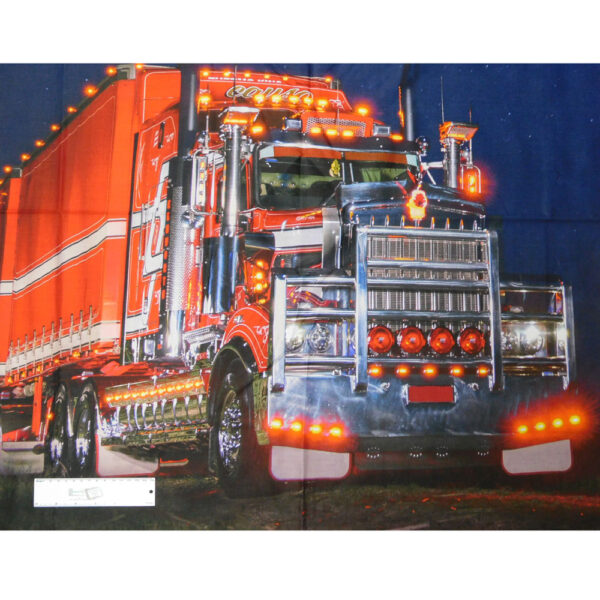Patchwork Quilting Sewing Fabric BIG RIGS RED TRUCK Panel 90x110cm Material New