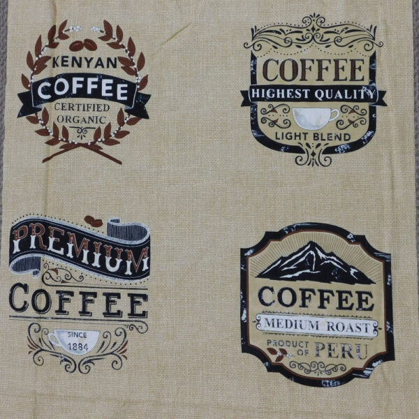 Patchwork Quilting Sewing Fabric BREW COFFEE Panel 58x110cm Material New
