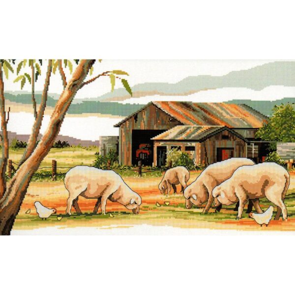 Country Threads Cross Stitch Kit SHEEP SHED Counted X Stitch New FJ-1083