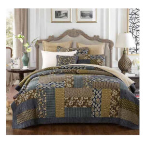 French Country Vintage Patchwork Bed Quilt COUNTRY BLUE QUEEN New