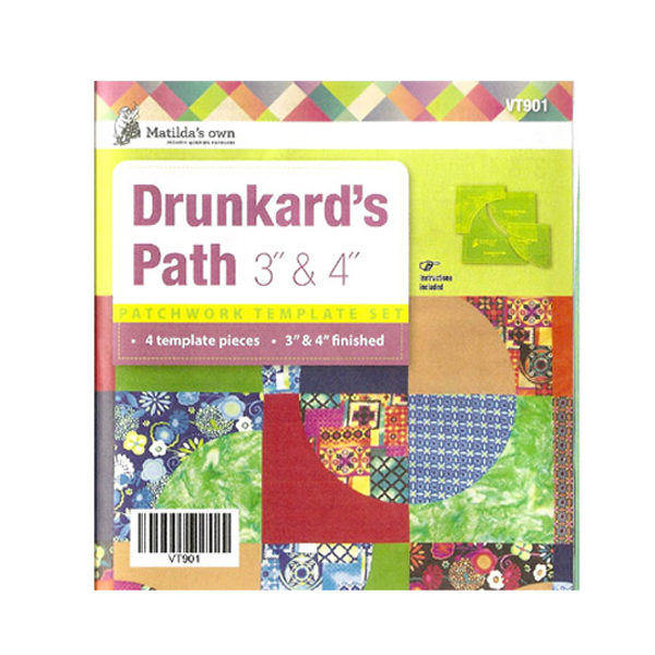 Quilting Patchwork Sewing Template Drunkard's Path 3", 4" New Matilda's Own