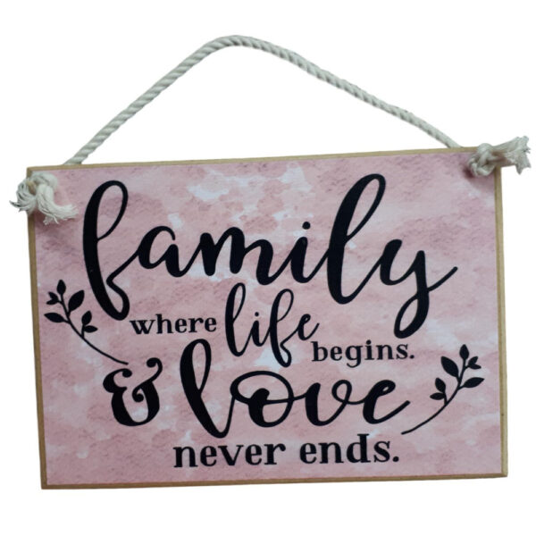 Country Printed Quality Wooden Sign with Hanger LOVE NEVER ENDS Plaque New