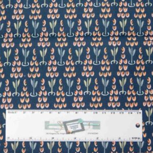 Patchwork Quilting Sewing Fabric LITTLE DEER NAVY FLORAL 50x55cm FQ New