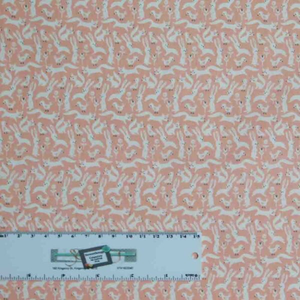 Patchwork Quilting Sewing Fabric LITTLE DEER PINK BUNNY 50x55cm FQ New