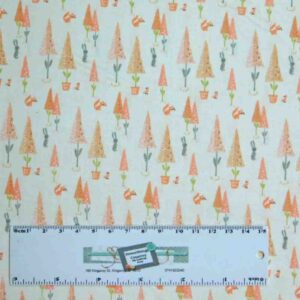 Patchwork Quilting Sewing Fabric LITTLE DEERS PINK TREES 50x55cm FQ New