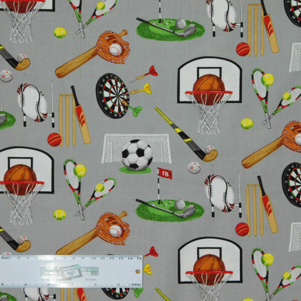 Patchwork Quilting Sewing Fabric SPORTS DAY 50x55cm FQ New Material