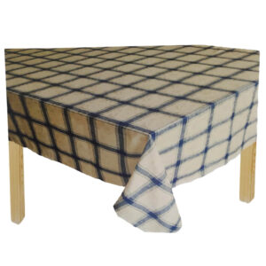 Country Style Table Cloth IVORY and BLUE CHECK Tablecloth RECT 140x185cm New
