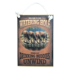 Country Printed Quality Wooden Sign Hanging Drinking Buddies Horses Plaque New