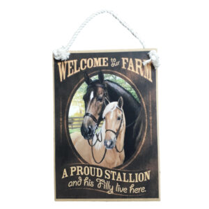 Country Printed Quality Wooden Sign Hanging Proud Stallion Horses Plaque New