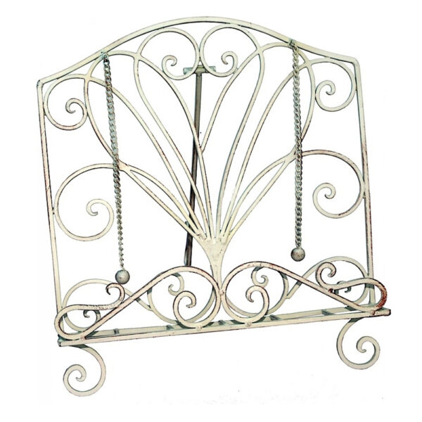 French Country Vintage Kitchen Wrought Iron CURL WHITE Recipe Book Holder New