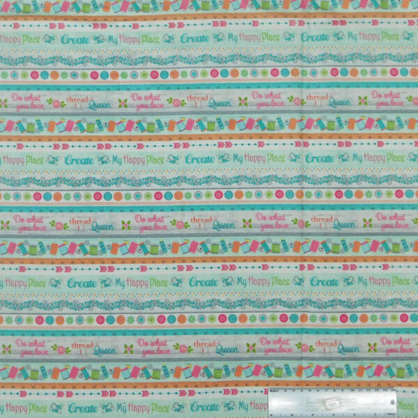 Patchwork Quilting Sewing Fabric MY HAPPY PLACE Allover 50x55cm FQ New