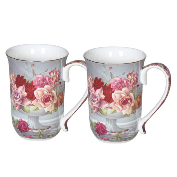 French Country Chic Kitchen 405mm Tea Coffee Mugs SERENITY ROSE Set of 2 New