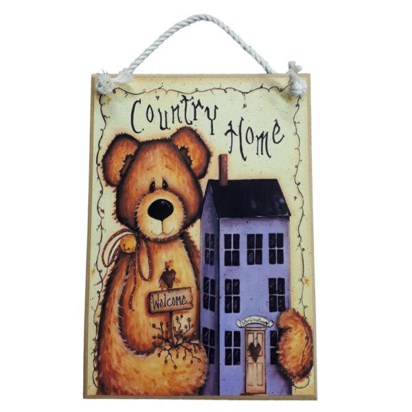 Country Printed Quality Wooden Sign Teddy Bear Country Home Plaque New