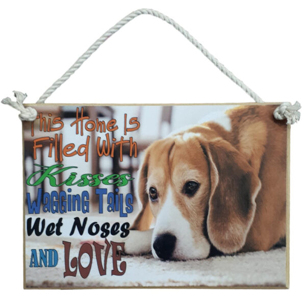 Country Printed Quality Wooden Sign DOG PUPPY KISSES LOVE Plaque New