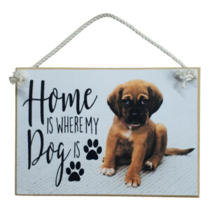 Country Printed Quality Wooden Sign HOME IS WHERE MY DOG IS Plaque New