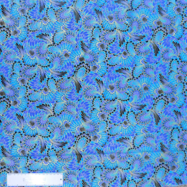 Quilting Patchwork Sewing Fabric PEACOCK PLUMES METALLIC 50x55cm FQ Material New