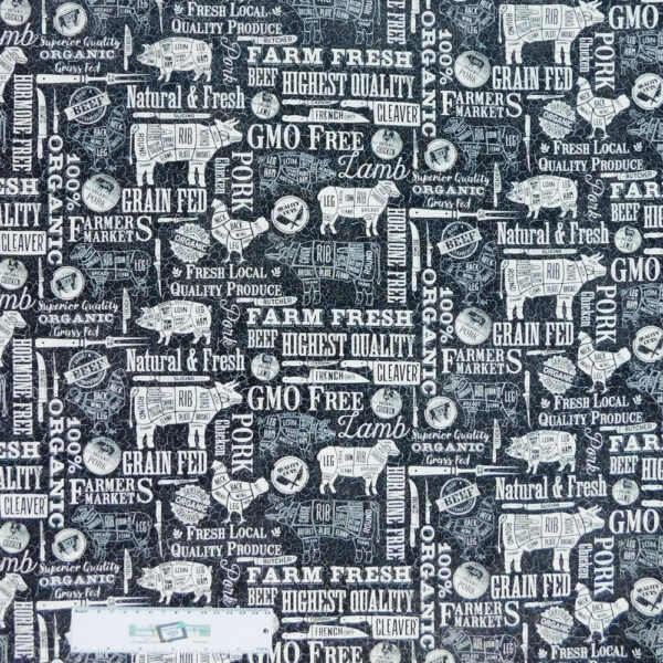 Quilting Patchwork Sewing Fabric FARM TO TABLE BLACK 50x55cm FQ Material New