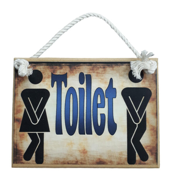 Country Printed Quality Wooden Room Door Sign TOILET New Plaque