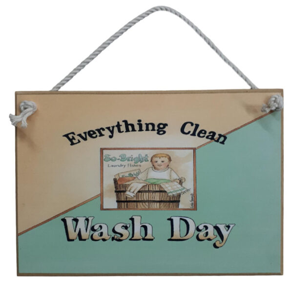 Country Printed Quality Wooden Sign LAUNDRY WASH DAY Plaque New