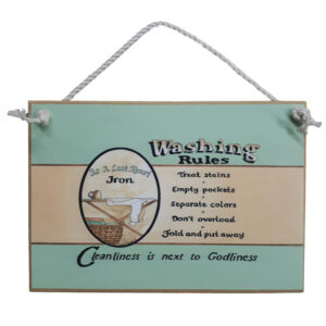 Country Printed Quality Wooden Sign LAUNDRY WASHING RULES New