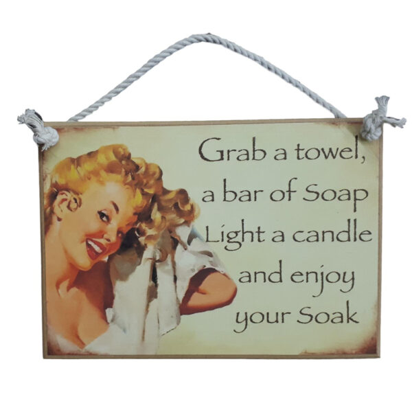 Country Printed Quality Wooden Sign BATHROOM ENJOY YOUR SOAK Plaque New
