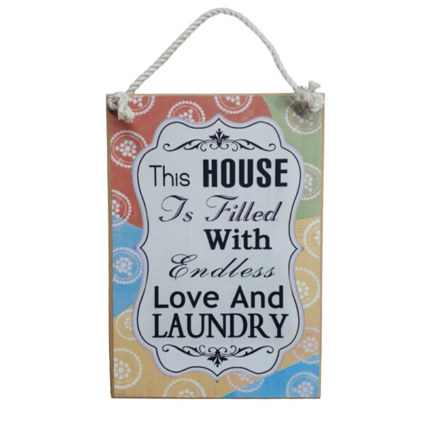 Country Printed Quality Wooden Sign House LOVE LAUNDRY Plaque New
