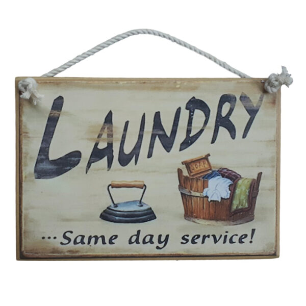 Country Printed Quality Wooden Sign LAUNDRY SAME DAY SERVICE Plaque New