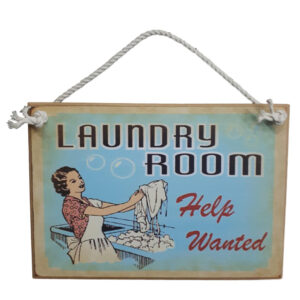 Country Printed Quality Wooden Sign BLUE LAUNDRY ROOM Plaque New
