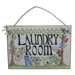 Country Printed Quality Wooden Sign CHECKS LAUNDRY ROOM Plaque New
