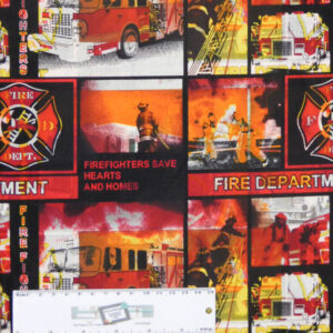 Quilting Patchwork Sewing Fabric FIRE FIGHTERS 50x55cm FQ New