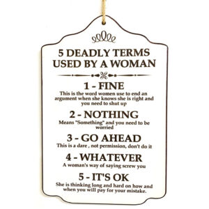French Country Inspired Wall Plaque 5 DEADLY TERMS Wood Sign New