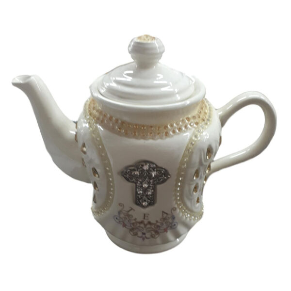 French Country Lovely Kitchen Teapot CRYSTAL BLING China Tea Pot New