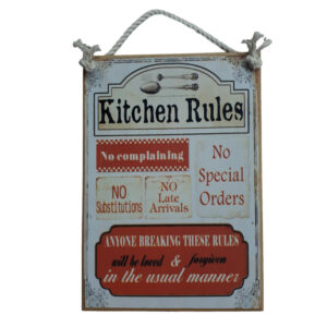 Country Printed Quality Wooden Sign KITCHEN RULES Plaque New