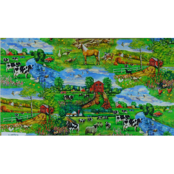 Patchwork Quilting Sewing Fabric DOWN ON THE FARM Panel 63x110cm New