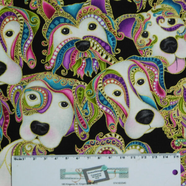 Quilting Patchwork Sewing Fabric DOG GONE IT DOGITUDE HEADS 50x55cm FQ New