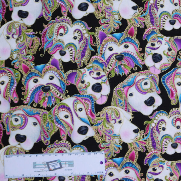 Quilting Patchwork Sewing Fabric DOG GONE IT DOGITUDE HEADS 50x55cm FQ New