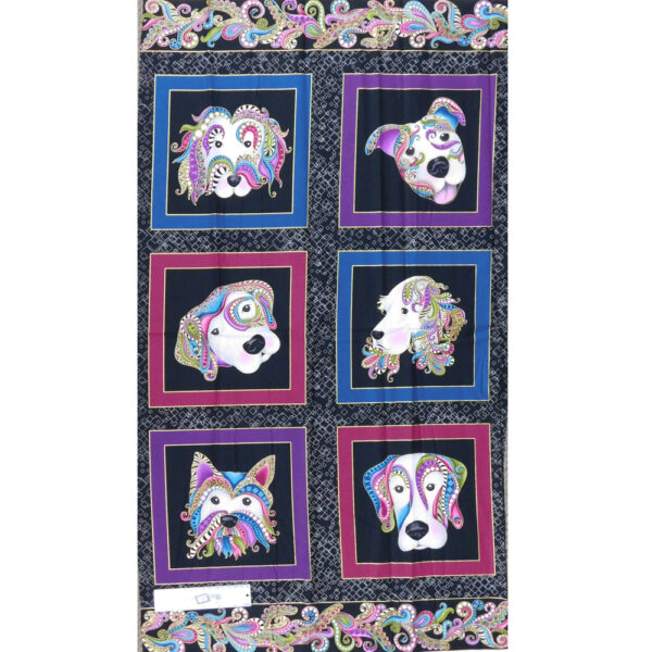 Patchwork Quilting Sewing Fabric DOG GONE IT DOGITUDE Panel 60x110cm New