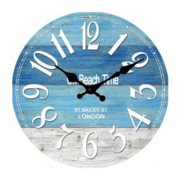 French Country Chic Retro Inspired Wall Clock 30cm ON BEACH TIME New