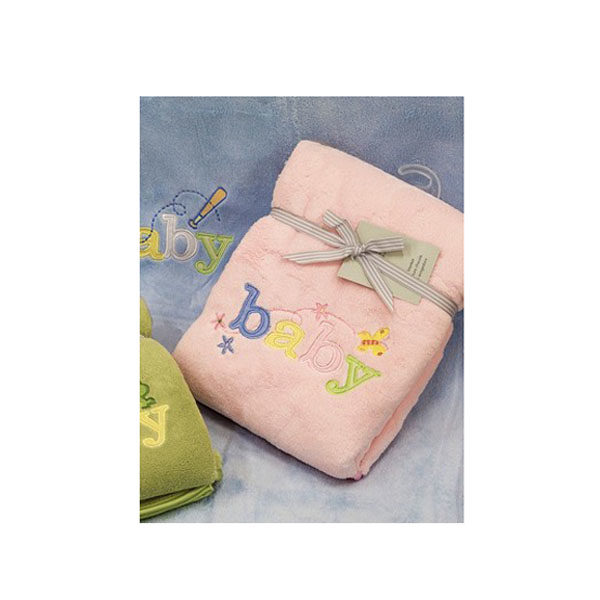 Embroidered Baby Blanket Throw PINK Soft and Fluffy for the Cot New
