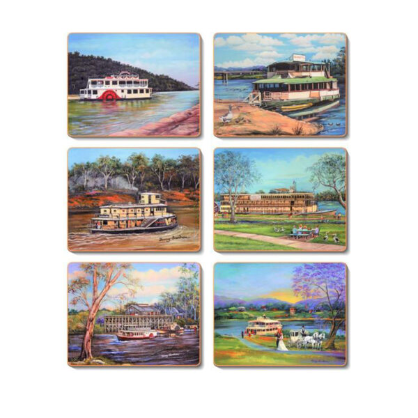 Country Kitchen PADDLE STEAMER Cinnamon Cork Back Placemats Set 6 New