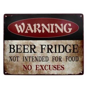 Country Tin Sign Vintage Look Wall Art BEER FRIDGE NOT FOOD Plaque New