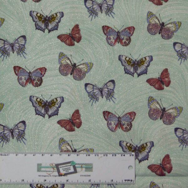 Quilting Patchwork Sewing Fabric AQUA BUTTERFLIES ALLOVER 50x55cm FQ New Material