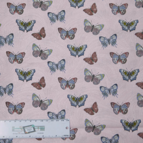 Quilting Patchwork Sewing Fabric PINK BUTTERFLIES ALLOVER 50x55cm FQ New Material
