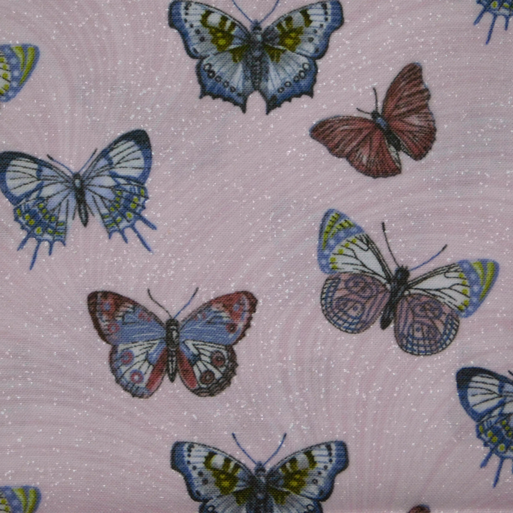 Quilting Patchwork Sewing Fabric PINK BUTTERFLIES ALLOVER 50x55cm FQ ...