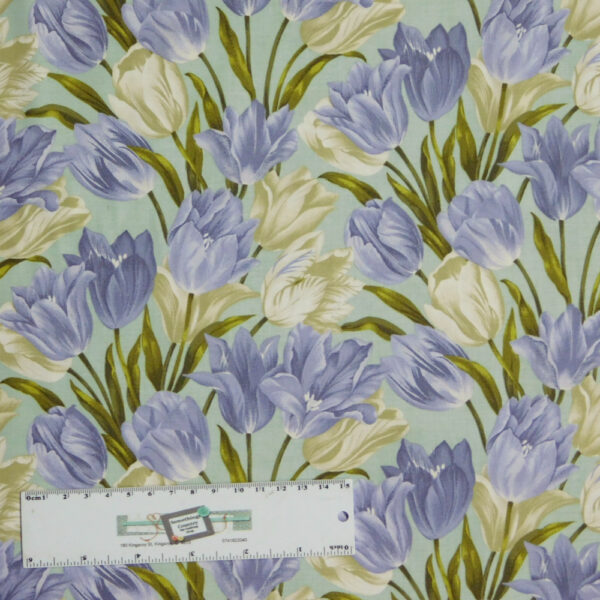 Quilting Patchwork Sewing Fabric TOTALLY TULIPS PURPLE ALLOVER 50x55cm FQ New Material