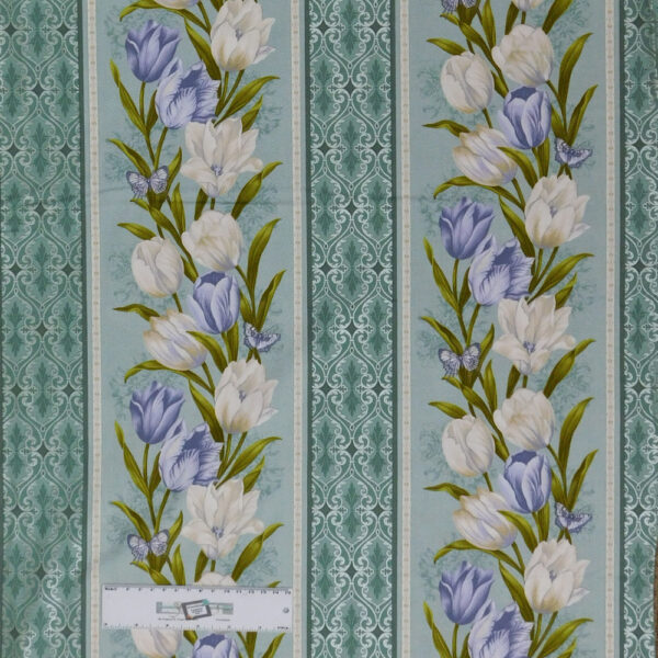 Quilting Patchwork Sewing Fabric TOTALLY TULIPS PURPLE BORDER 50x55cm FQ New Material