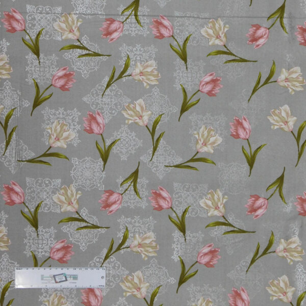 Quilting Patchwork Sewing Fabric TOTALLY TULIPS PINK SCATTERED 50x55cm FQ New