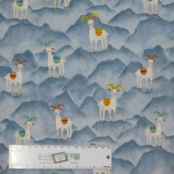 Quilting Patchwork Sewing Fabric BLUE GOATS 50x55cm FQ New Material