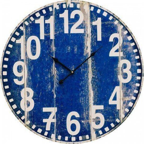 Clock French Country Vintage Wall Hanging 60cm RUSTIC BLUE New