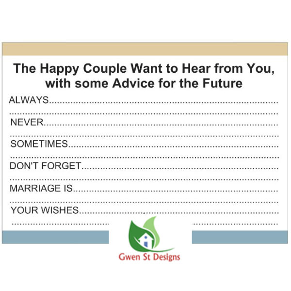 Wedding Decorations Advice for the Happy Couple Table Cards Pack of 20 New